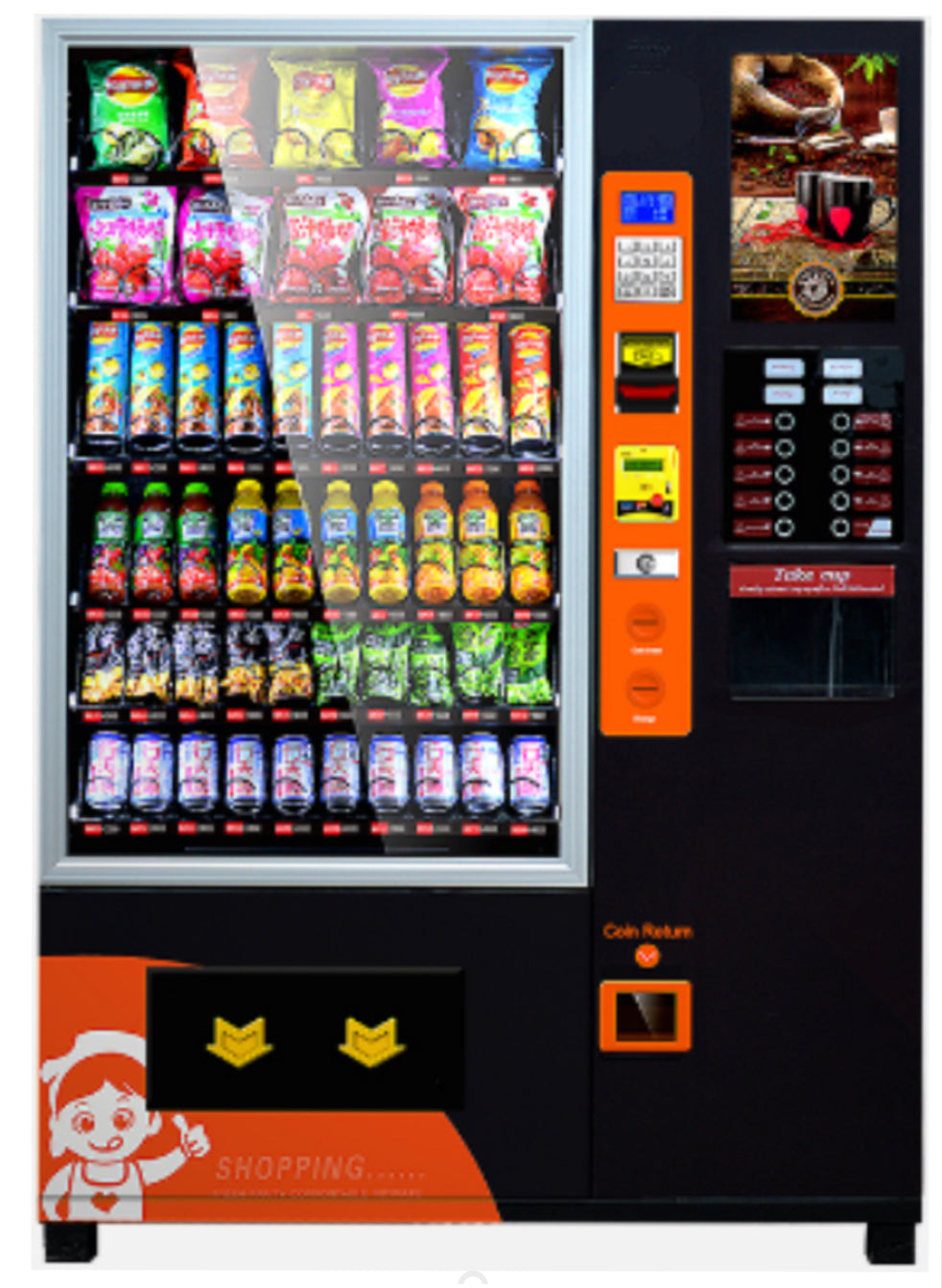 Combo vending machine with hot drinks options