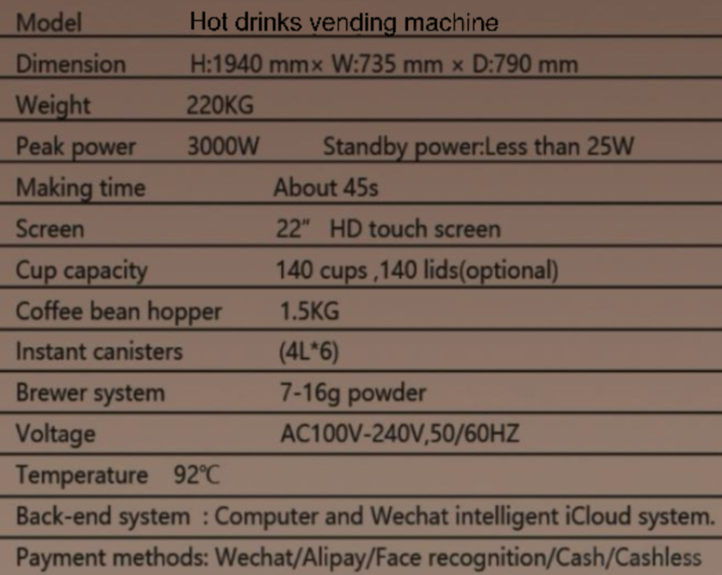 Hot drinks vending machine